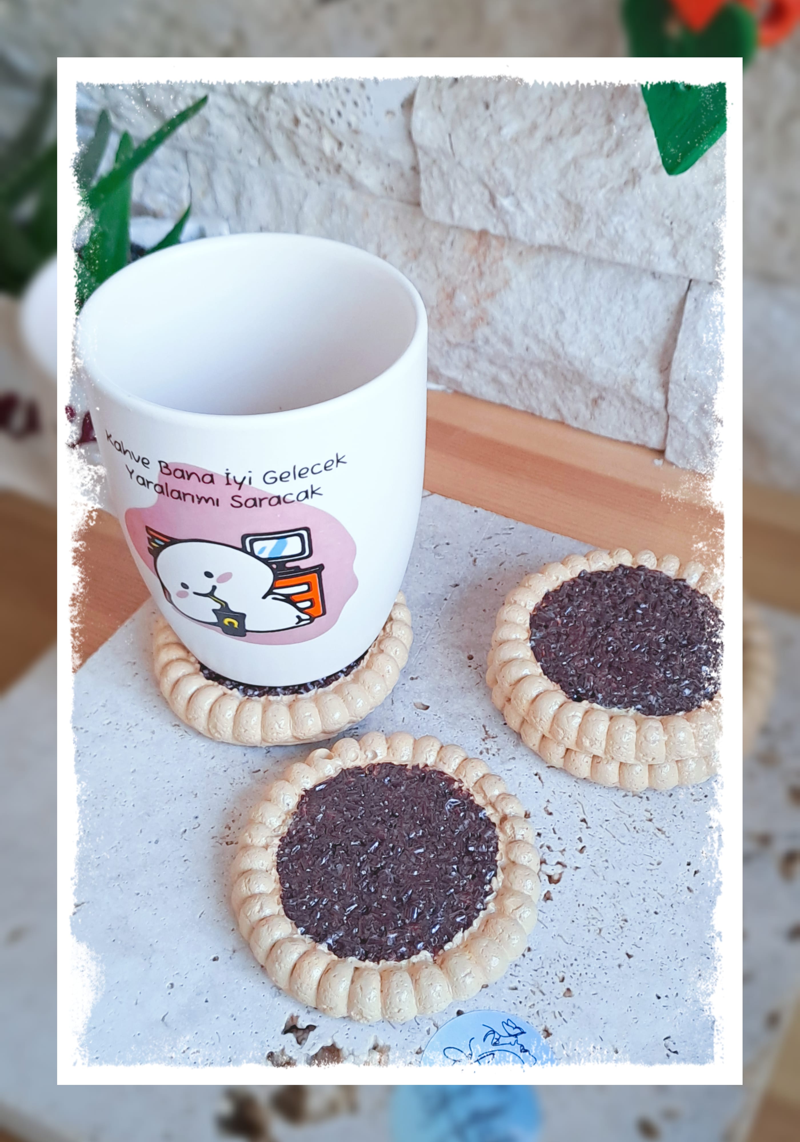 Dolgulu Kurabiye Bardak Altlığı 4'lü